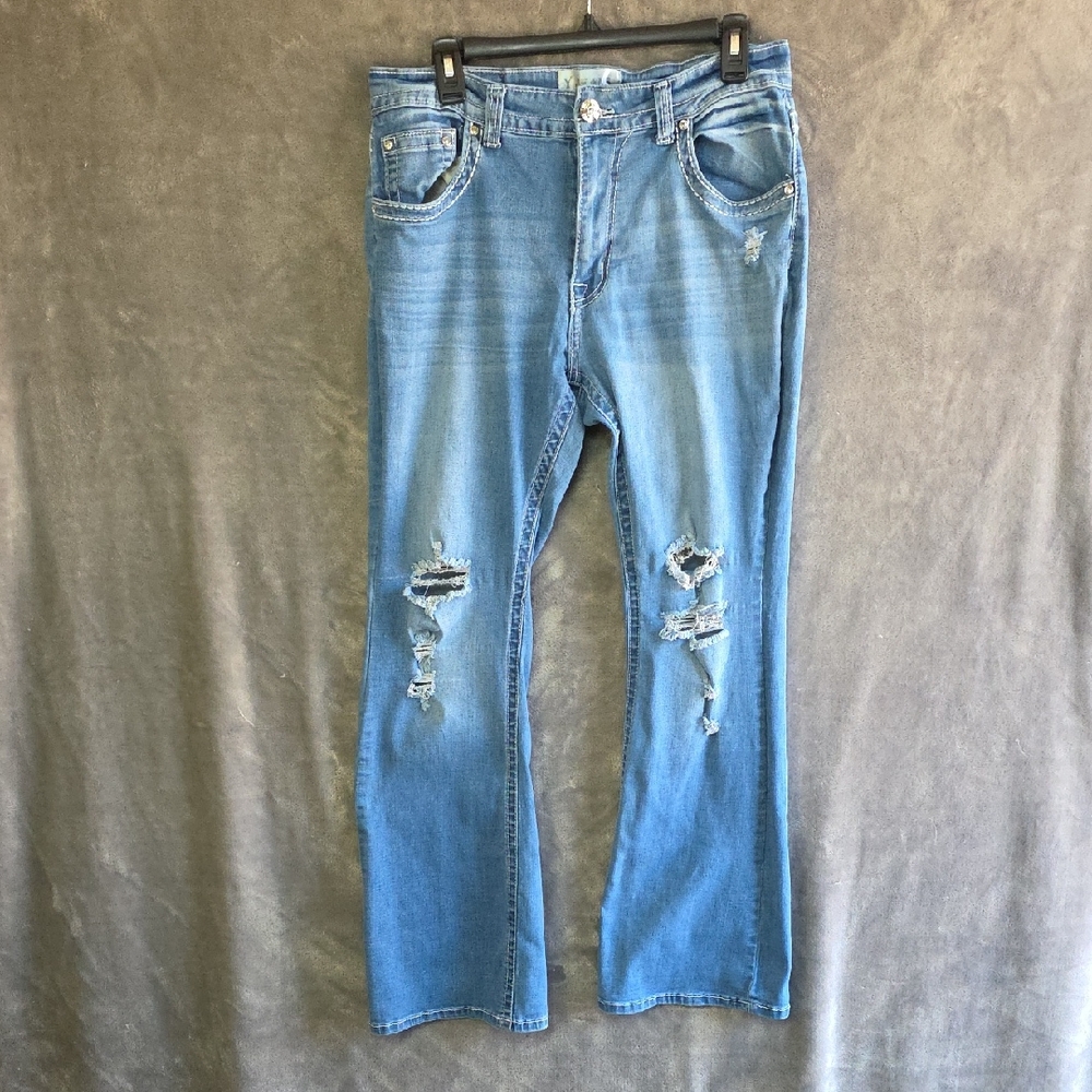 Y Jeans Distressed Juniors Flare Jeans Size 15/16